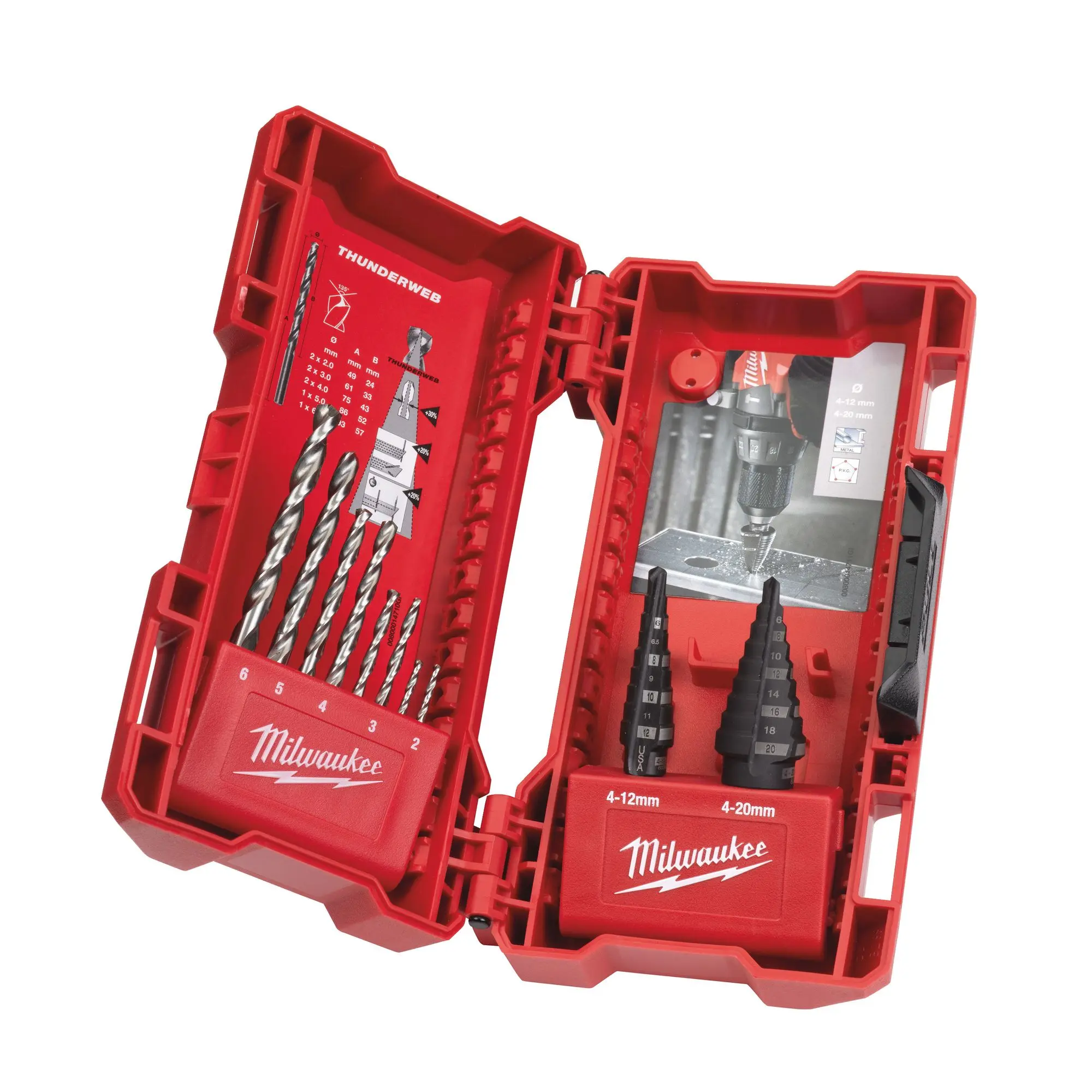 Produktfoto 1 von Milwaukee Stufen-/HSS-G Metallbohrerset 10-tlg. 48899350, SKU: 48899350