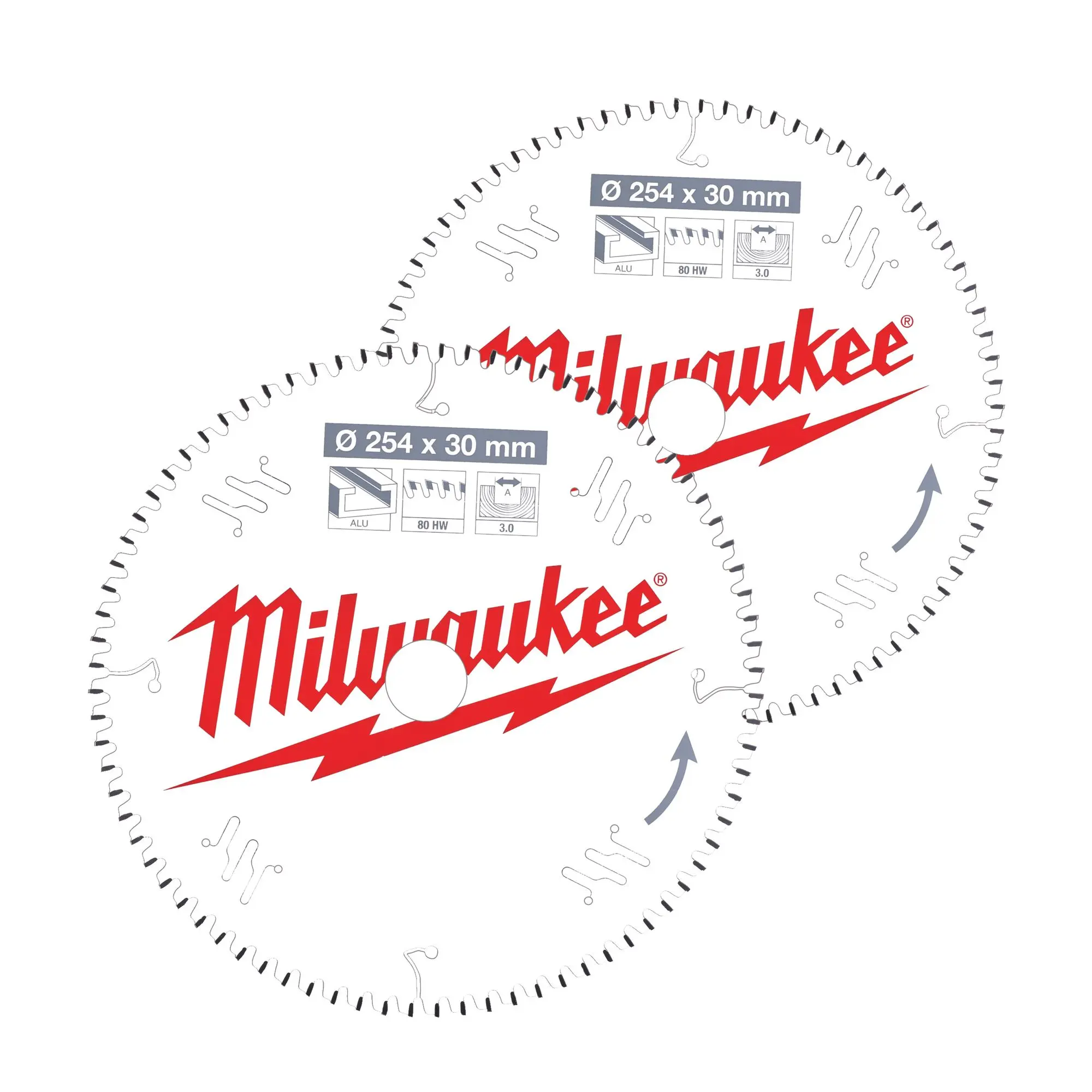 Produktfoto 1 von Milwaukee Sägeblatt-Set für Akku-Kapp- und Gehrungssägen Doppelpack 254/30 mm