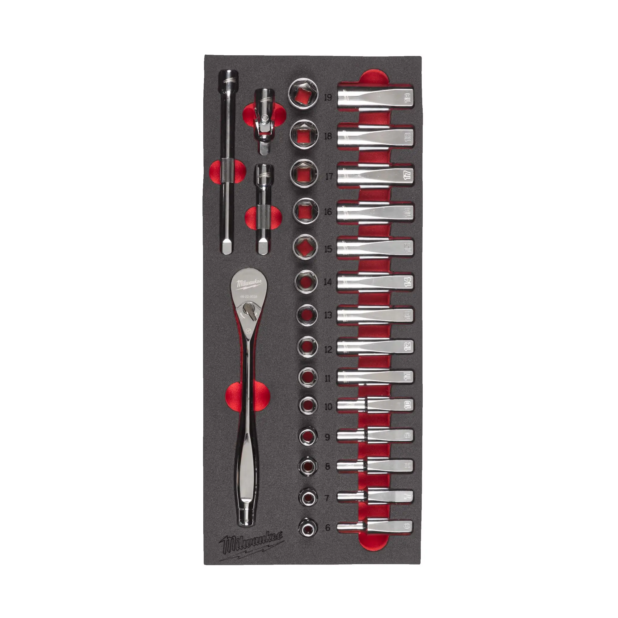 Produktfoto 1 von Milwaukee 3/8" Ratschen- & Steckschlüsseleinsätze Einlage 32 tlg.