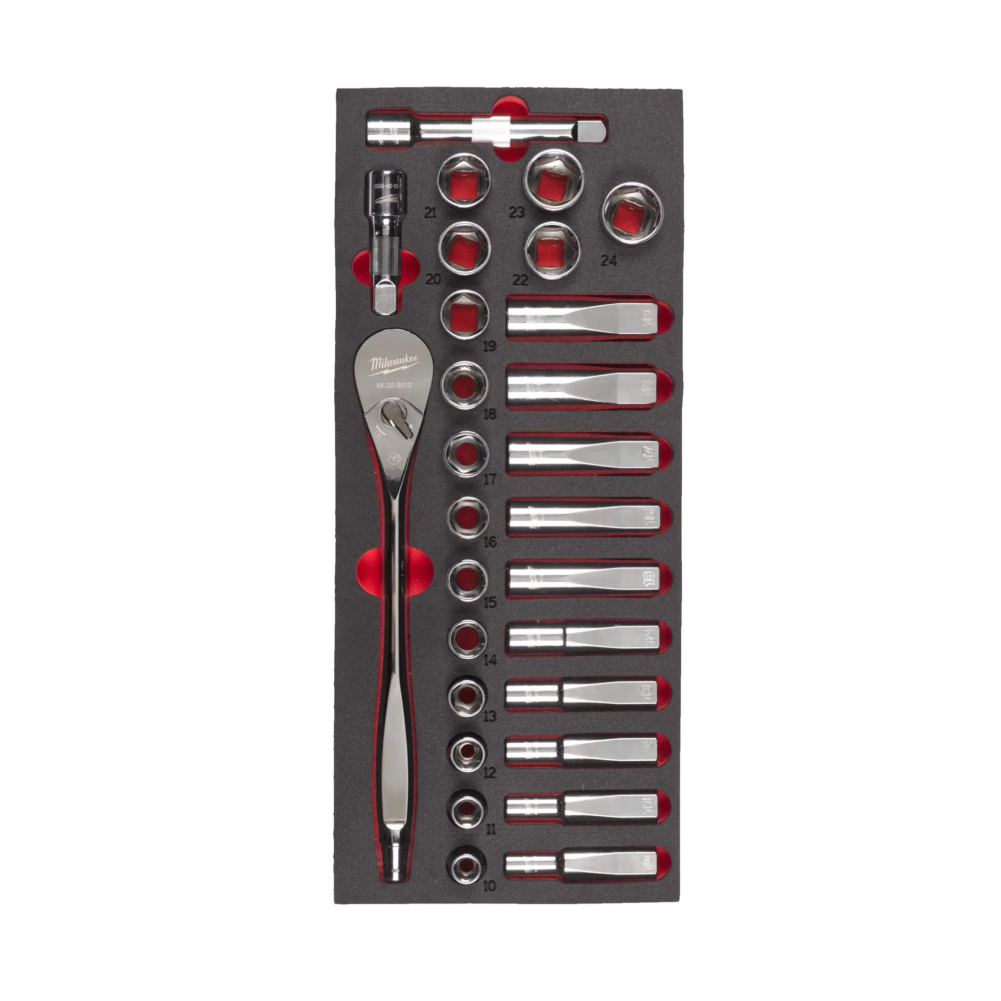 Produktfoto 1 von Milwaukee 1/2" Ratschen- & Steckschlüsseleinsätze Einlage 28 tlg.
