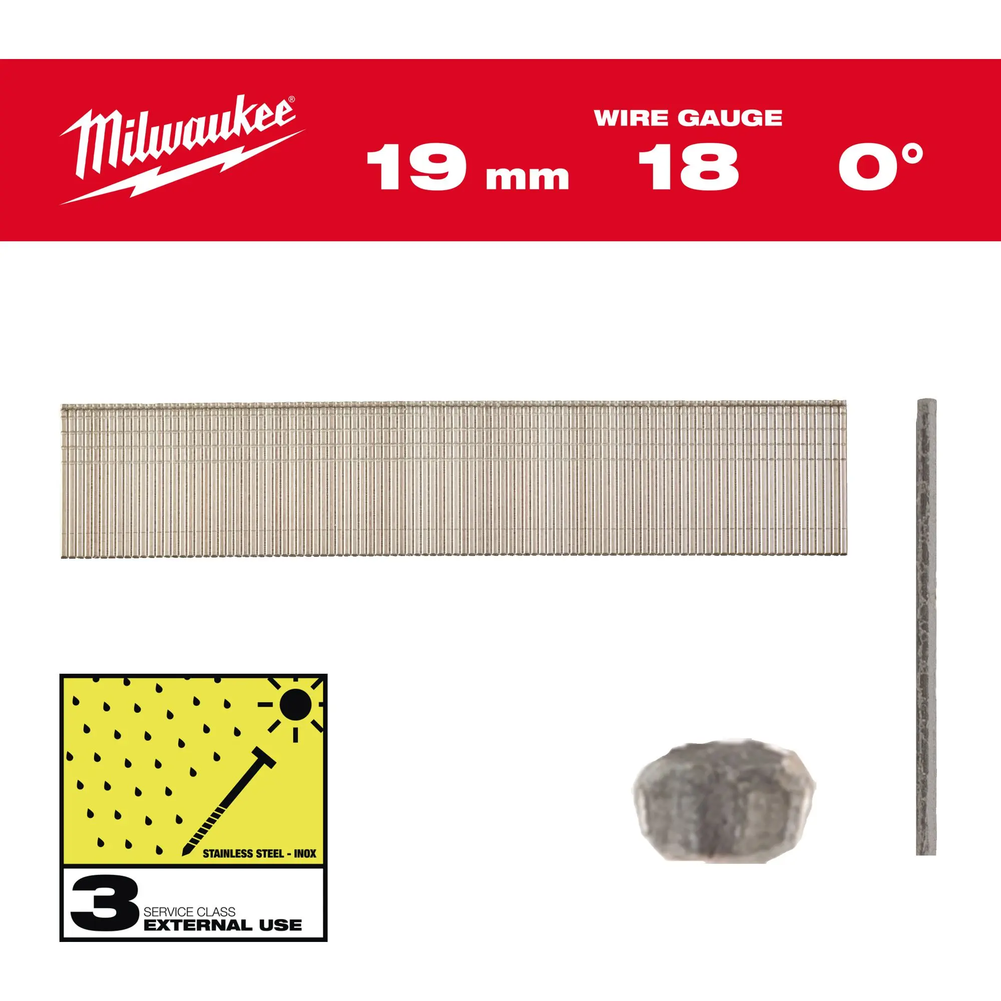 Milwaukee Stauchkopf-Nägel 18 Gauge für M18CN18GS 1,05 x 1,25 x 19 mm Edelstahl