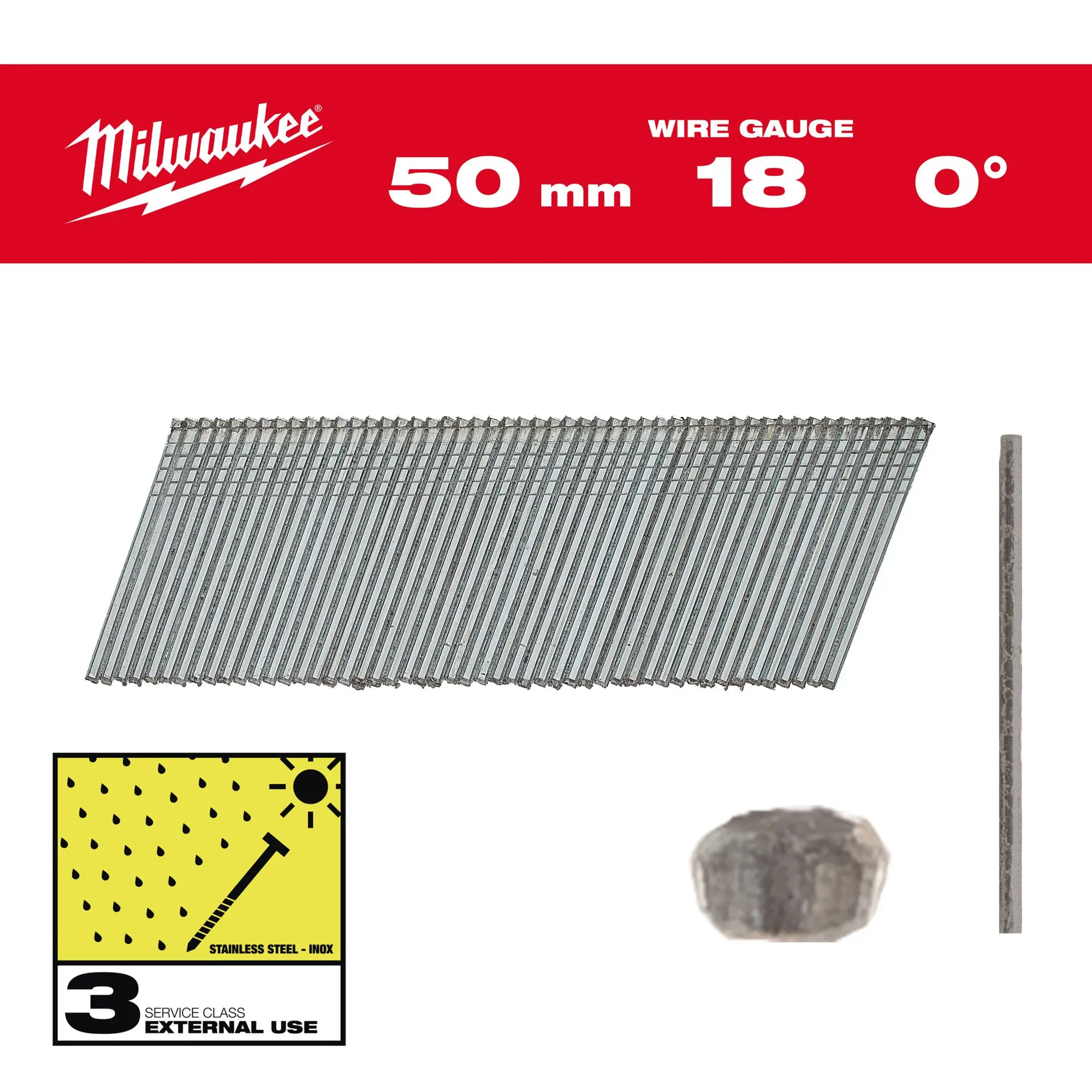 Produktfoto 1 von Milwaukee Stauchkopf-Nägel 18 Gauge für M18CN18GS 1,05 x 1,25 x 50 mm Edelstahl