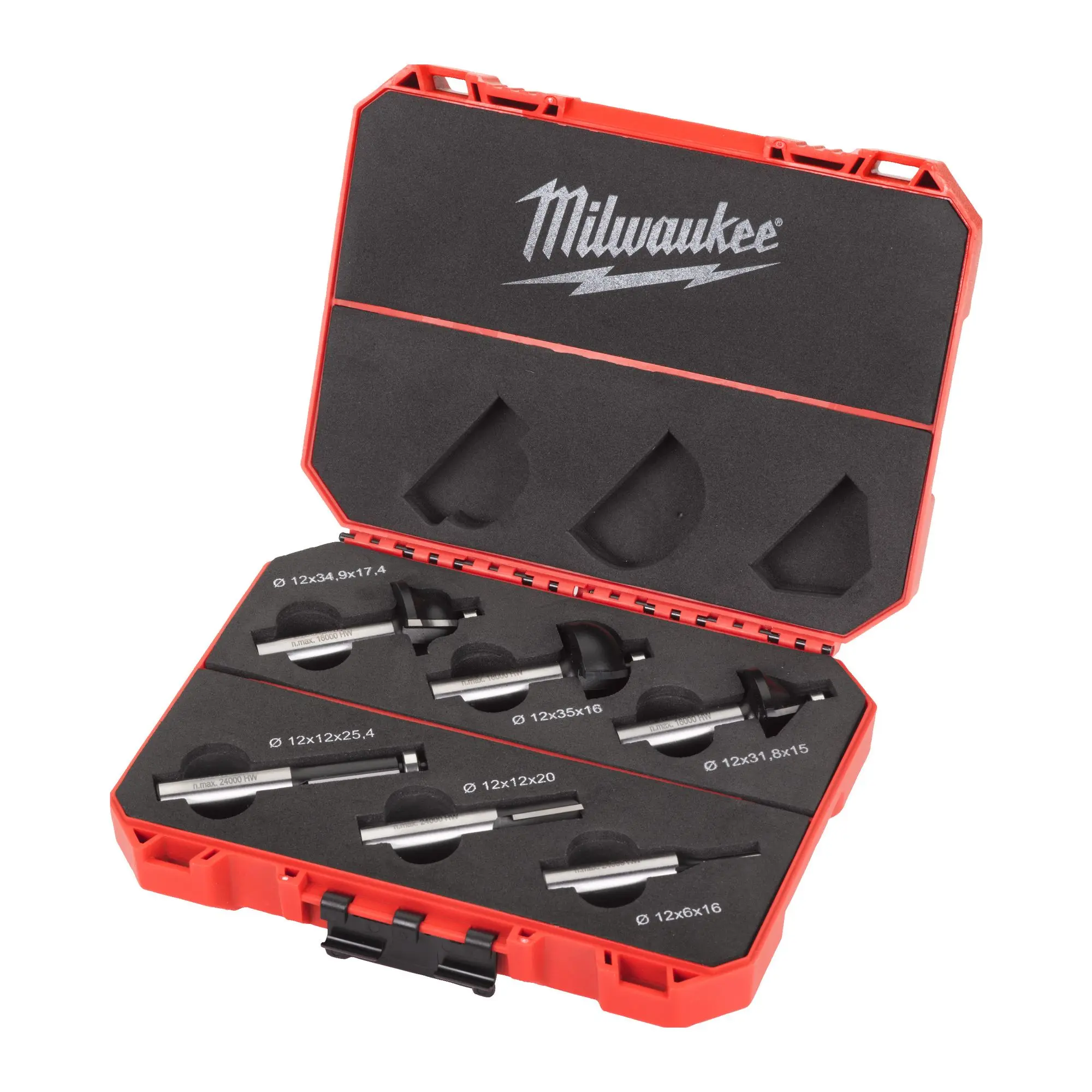 Produktfoto 1 von Milwaukee HM-Fräsersatz für Oberfräsen 12 mm Schaft, 6-tlg., SKU: 4932493578