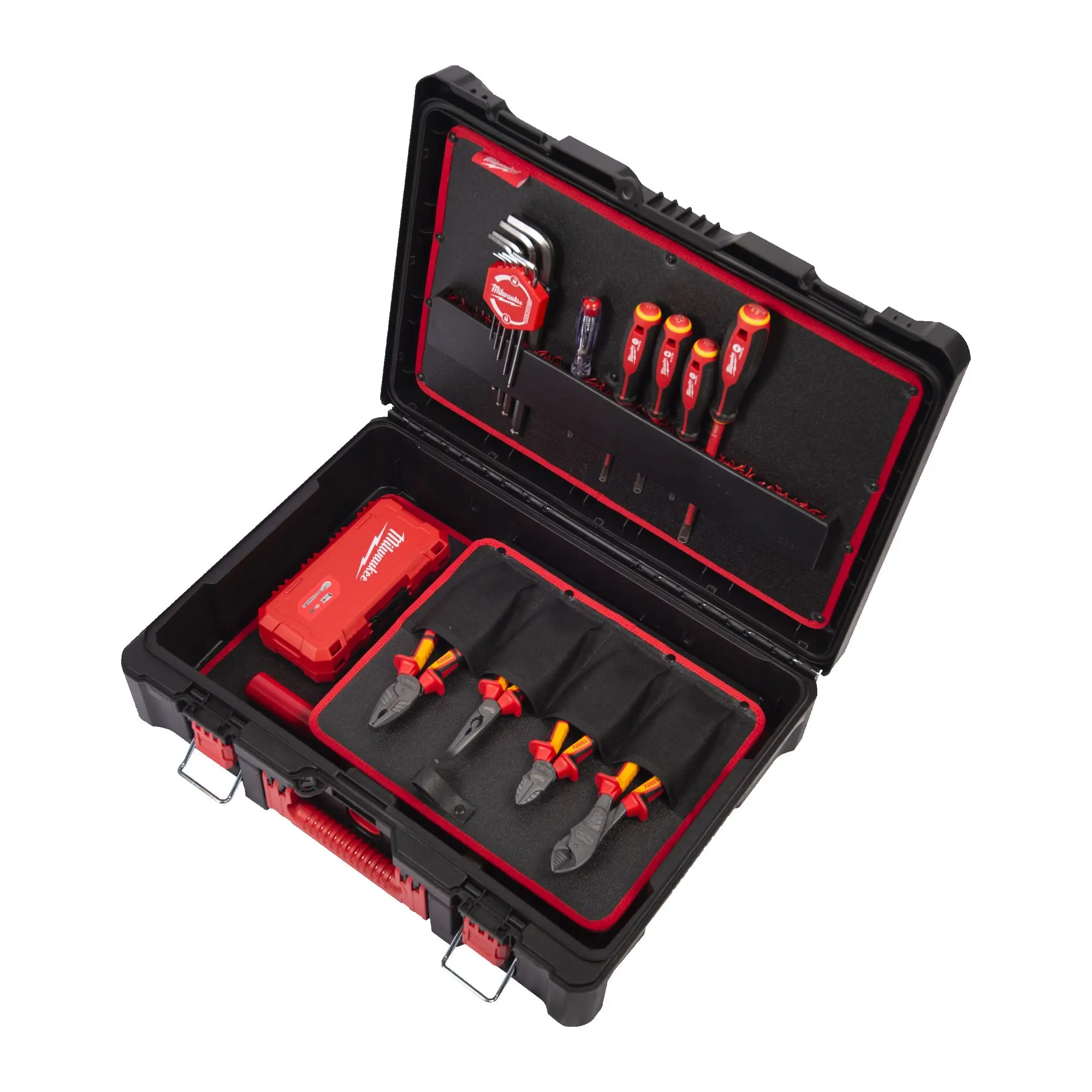 Produktfoto 1 von Milwaukee im PACKOUT Koffer Elektriker-Handwerkzeuge Set 62-teilig