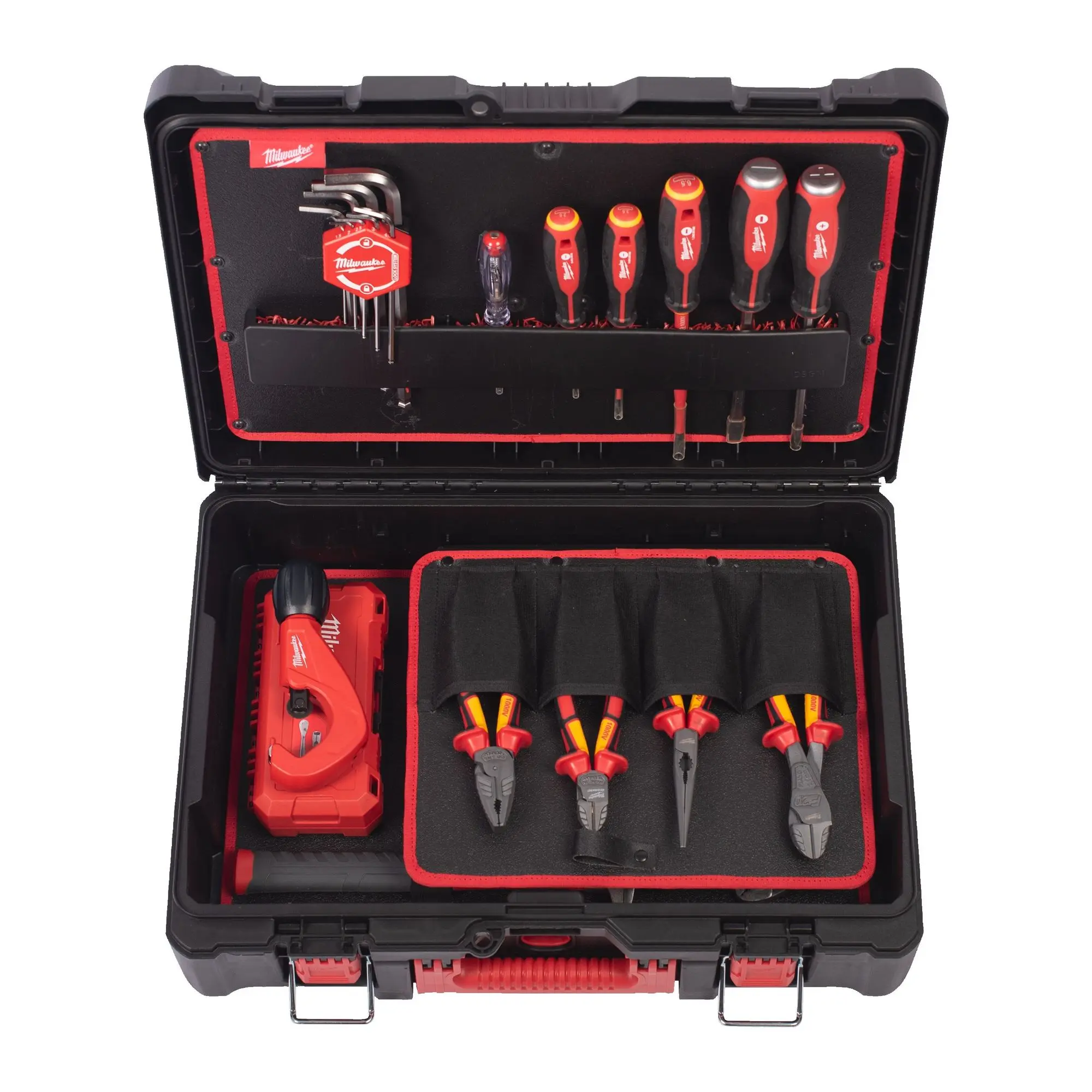 Produktfoto 1 von Milwaukee im PACKOUT Koffer Installateur-Handwerkzeuge Set 73-teilig