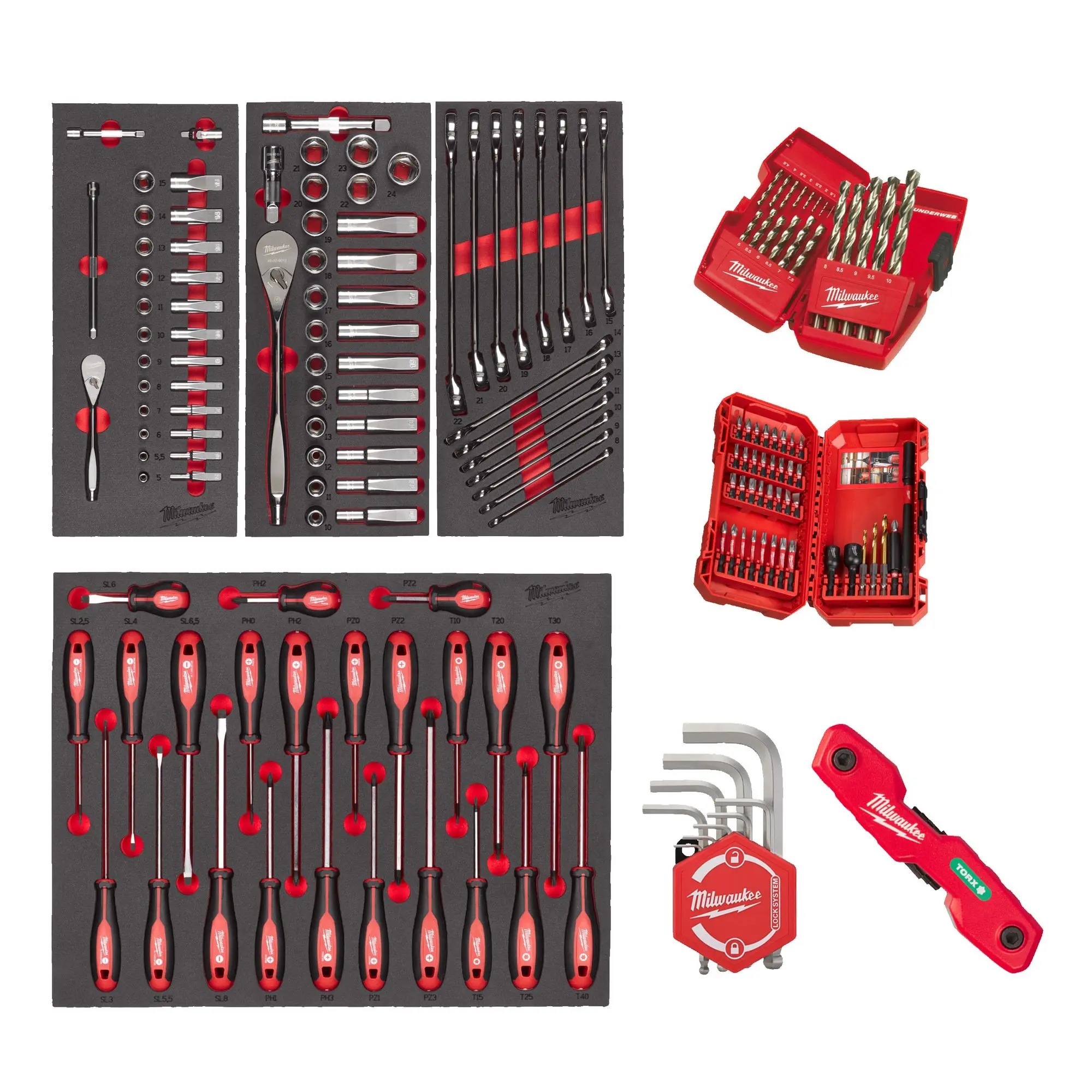 Produktfoto 1 von Milwaukee für Werkstattwagen 78 cm Bestücktes Einlagen-Set Universal 170-teilig