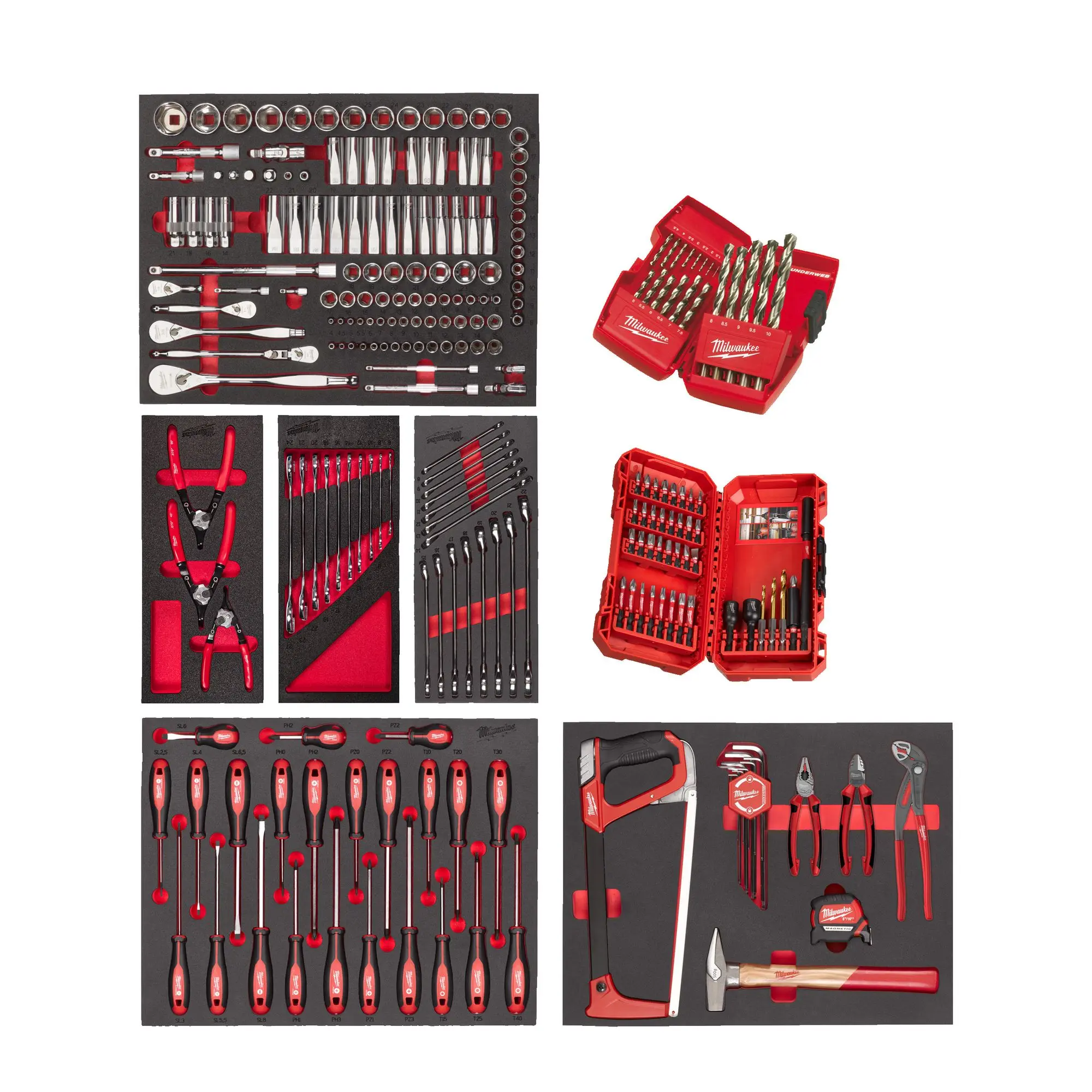 Produktfoto 1 von Milwaukee für Werkstattwagen 78 cm Bestücktes Einlagen-Set Industrie 244-teilig