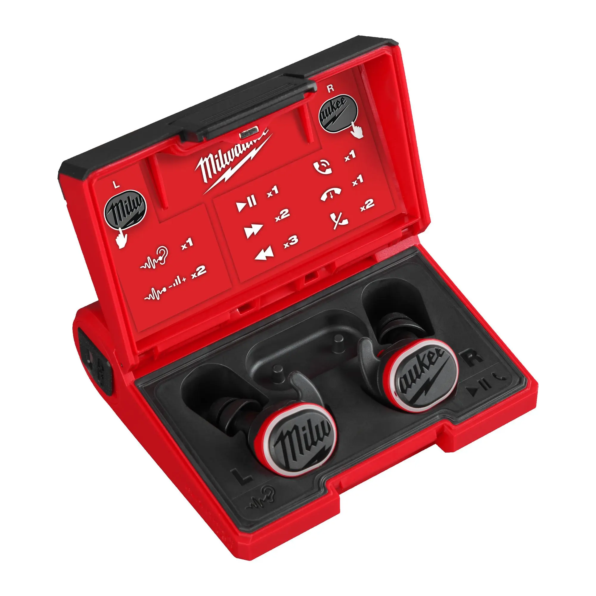 Produktfoto 1 von Milwaukee USB Bluetooth Kopfhörer L4 RLEPB-301,inkl. L4B3 RED LITHIUM Akku