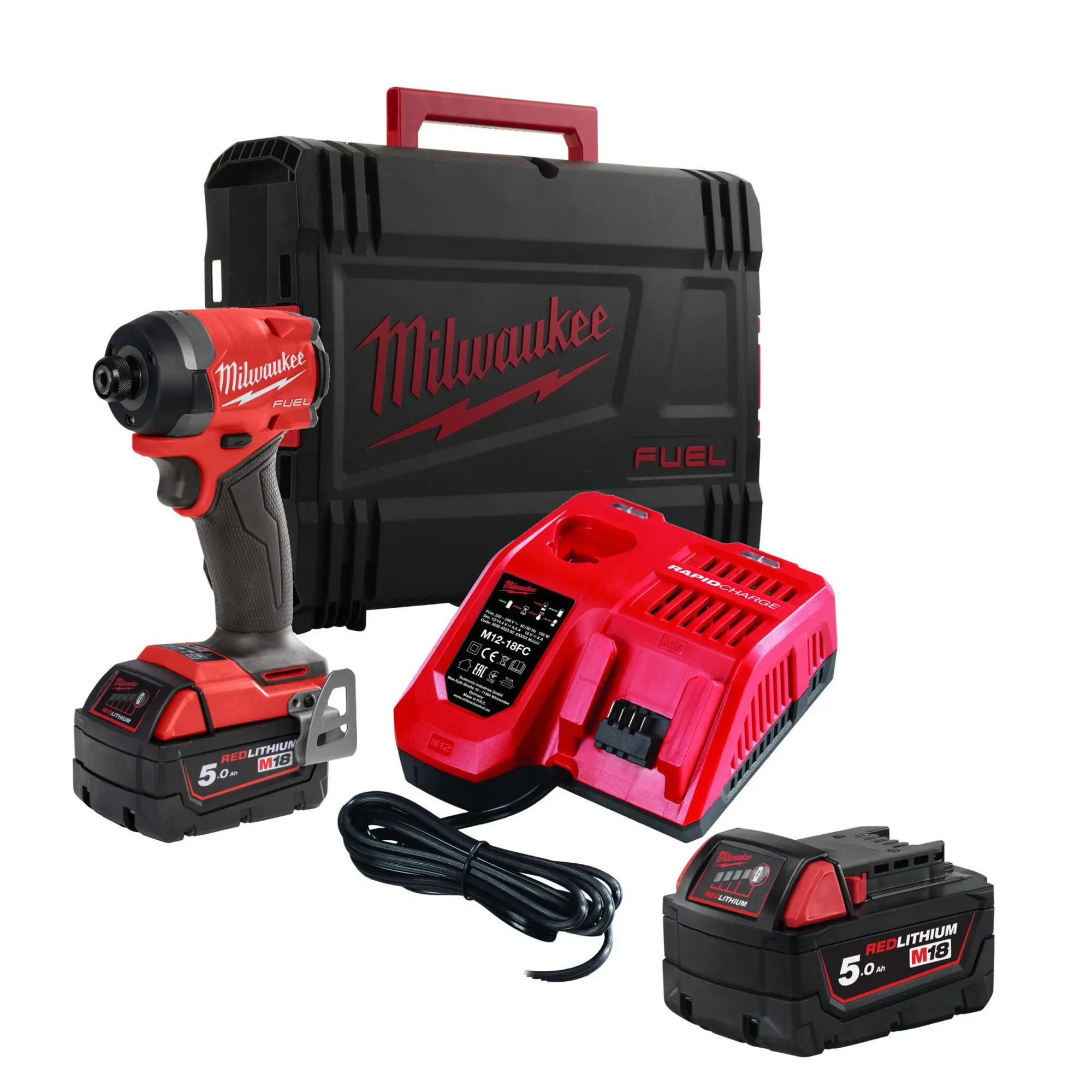 Produktfoto 1 von Milwaukee  FUEL Akku-Schlagschrauber 1/4´´ Hex Gen3 M18FID3-502X, 2x 5,0 Ah