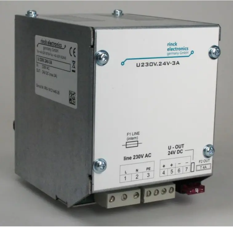 Produktfoto 1 von Rinck Electronic U230V.24V-3A, Stromversorgung 230V / 24V DC, 3A (geglättet)