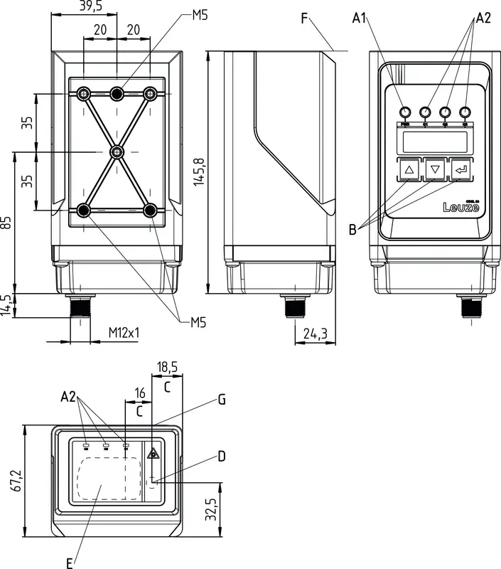 Produktfoto 1 von Leuze Electronic ODSL 30/D232-30M-S12, Optischer Abstandssensor
