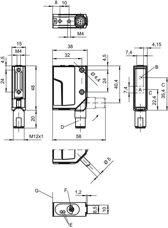 Produktfoto 1 von Leuze Electronic ODSL 8/V66-500-S12, Optischer Abstandssensor