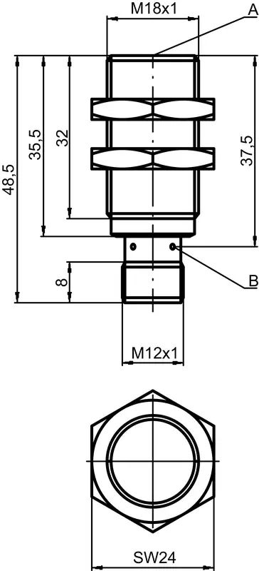 Produktfoto 1 von Leuze Electronic ISS 218MM/2NO-12E-S12, Induktiver Sensor