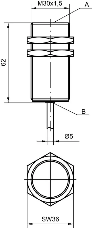 Produktfoto 1 von Leuze Electronic IS 230MM/2NO-22E, Induktiver Sensor