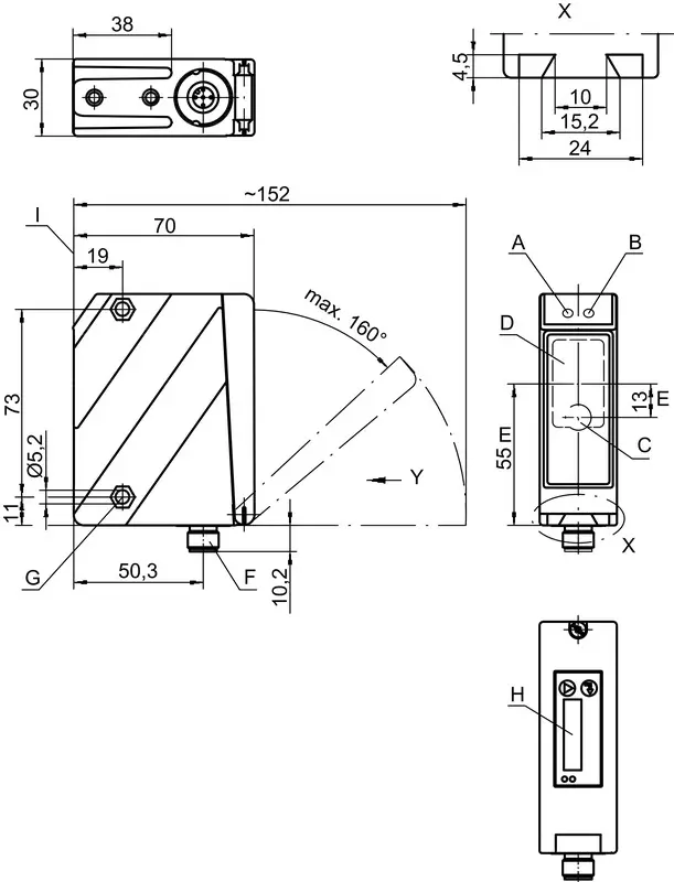 Produktfoto 1 von Leuze Electronic ODSL 96B M/C66-S12, Optischer Abstandssensor