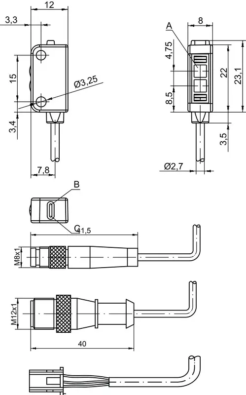 Produktfoto 1 von Leuze Electronic HRTR 2/42-30F,150-S12, Taster Hintergrundausblendung