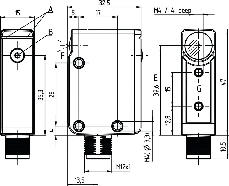 Produktfoto 1 von Leuze Electronic PRK18B.FXT3/2T-6000, Reflex-Lichtschranke polarisiert