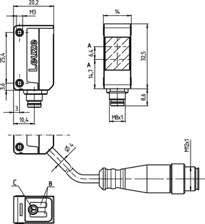 Produktfoto 1 von Leuze Electronic ET5.3/2N-200-M12, Lichttaster energetisch