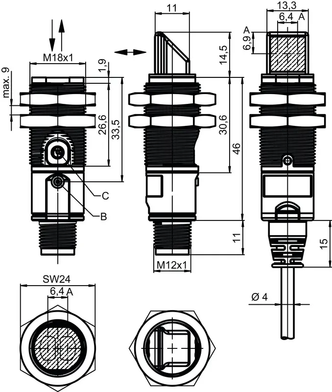 Produktfoto 1 von Leuze Electronic PRK328.3/4P, Reflex-Lichtschranke polarisiert