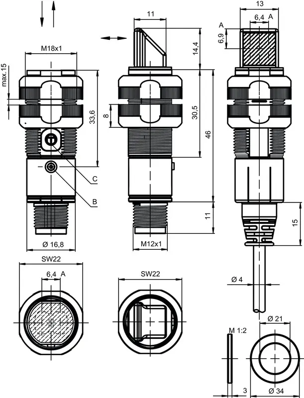 Produktfoto 1 von Leuze Electronic ET318BI.3/4P, Lichttaster energetisch