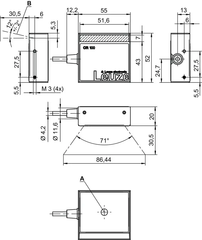 Produktfoto 1 von Leuze Electronic CR100M0/R2, Stationärer Barcodeleser