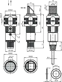 Produktfoto 1 von Leuze Electronic ET318B.3/2N-M12, Lichttaster energetisch