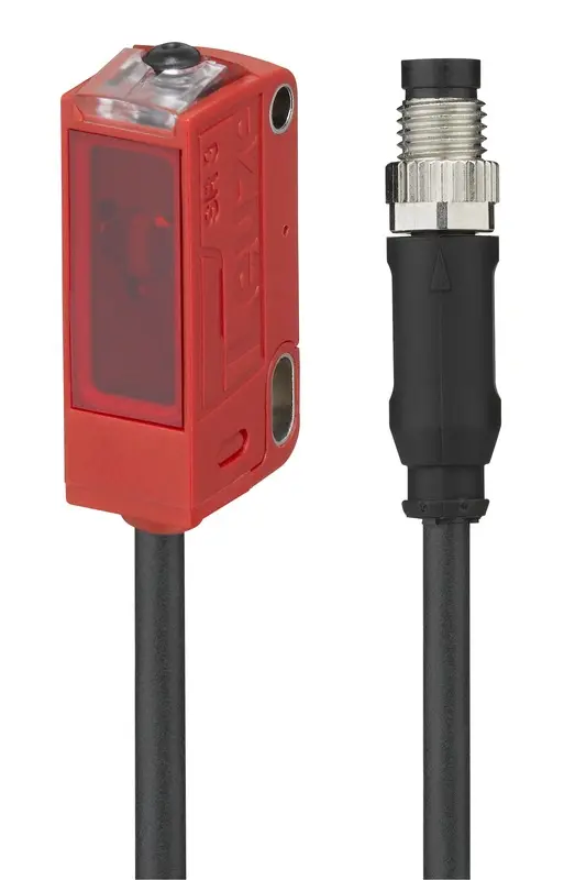 Produktfoto 1 von Leuze Electronic PRK3C.TT3/4T-200-M8, Reflex-Lichtschranke polarisiert