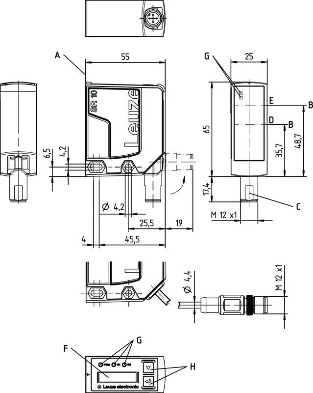 Produktfoto 1 von Leuze Electronic ODS10L1-25M.8/LAK, Optischer Abstandssensor