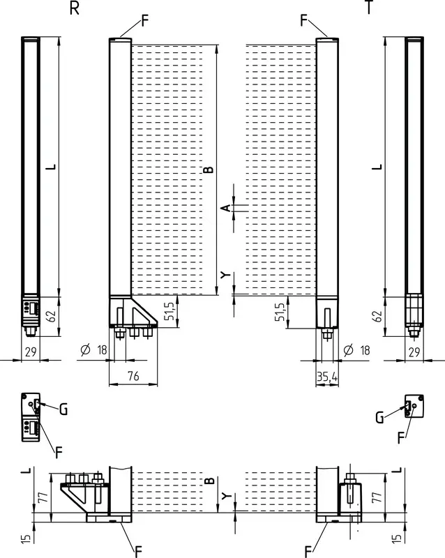 Produktfoto 1 von Leuze Electronic CML730i-R05-960.A/PN-M12, Lichtvorhang Empfänger