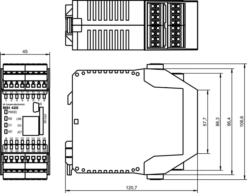 Produktfoto 1 von Leuze Electronic MSI 420-03, Sicherheits-Steuerung