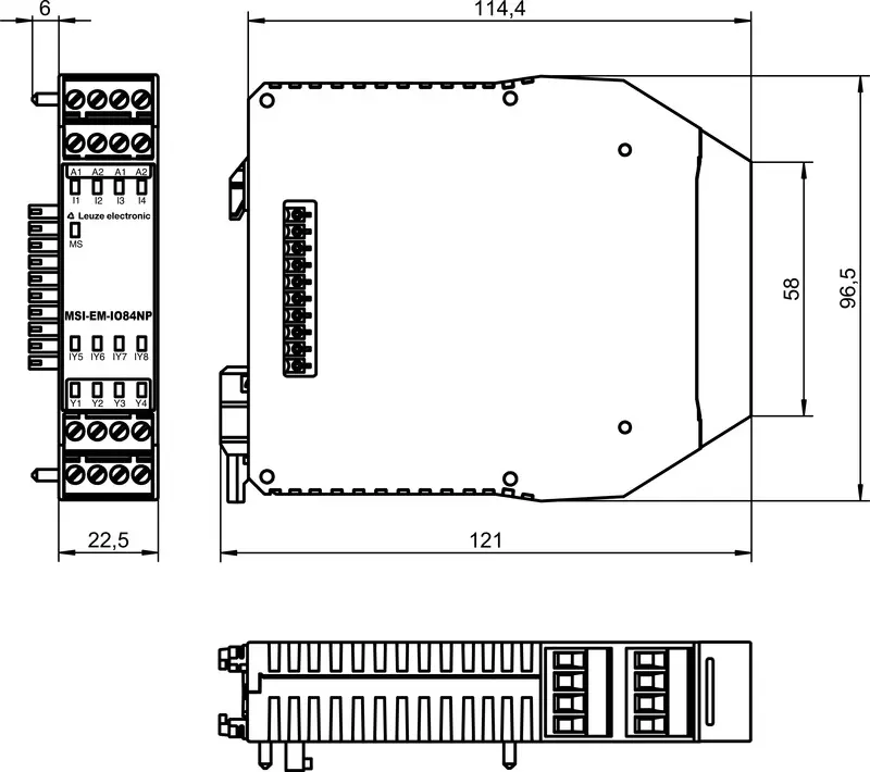 Produktfoto 1 von Leuze Electronic MSI-EM-IO84NP-01, Nicht-sicheres I/O-Modul