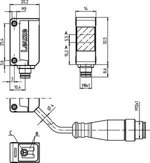 Produktfoto 1 von Leuze Electronic FT5I.X3/2N-M8, Lichttaster energetisch