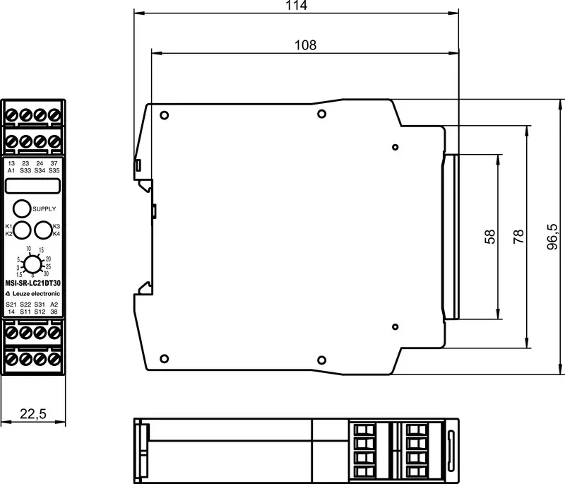 Produktfoto 1 von Leuze Electronic MSI-SR-LC21DT30-01, Sicherheits-Relais