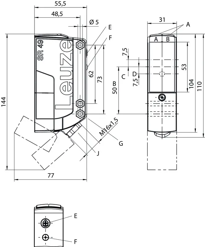 Produktfoto 1 von Leuze Electronic LE49CI.UCH1/M4-TB, Einweg-Lichtschranke Empfänger
