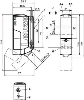 Produktfoto 1 von Leuze Electronic HT49C.UC/M4, Taster Hintergrundausblendung