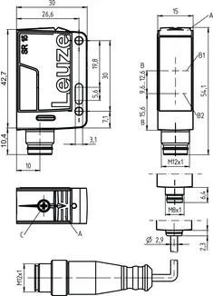 Produktfoto 1 von Leuze Electronic HT15I/4X-200-M12, Taster Hintergrundausblendung