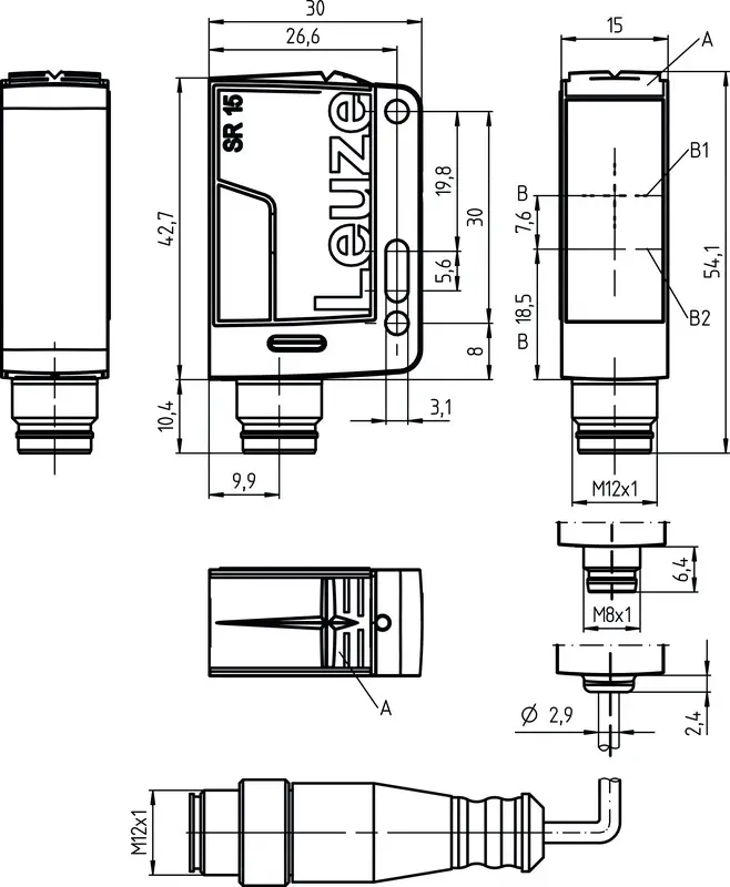 Produktfoto 1 von Leuze Electronic PRK15/4, Reflex-Lichtschranke polarisiert