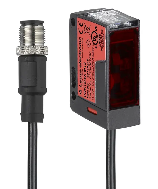 Produktfoto 1 von Leuze Electronic PRK15.D1/2X-200-M12, Reflex-Lichtschranke polarisiert