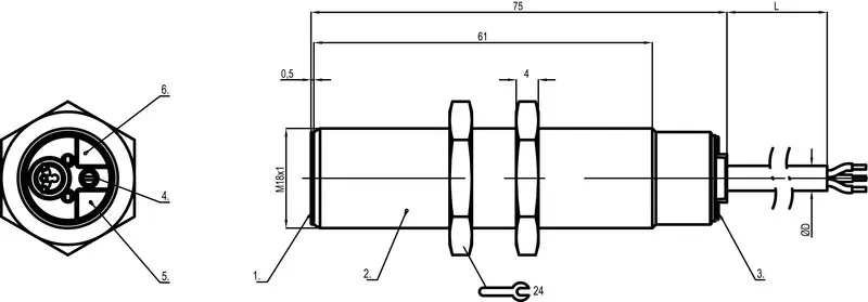 Produktfoto 1 von Leuze Electronic LCS-1M18M-F08NNO-K020P, Sensor kapazitiv