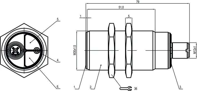 Produktfoto 1 von Leuze Electronic LCS-1M30M-F15PNO-M12, Sensor kapazitiv