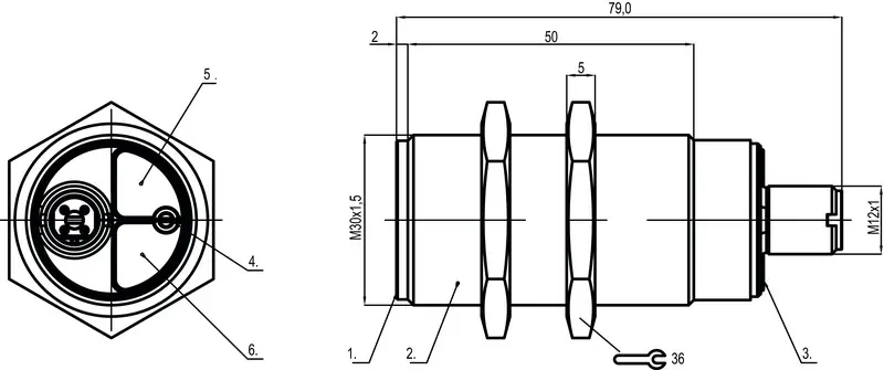 Produktfoto 1 von Leuze Electronic LCS-1M30P-F15PNC-M12, Sensor kapazitiv