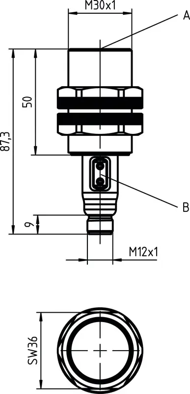 Produktfoto 1 von Leuze Electronic LCS-1M30P-F10NNP-M12-LT, Sensor kapazitiv