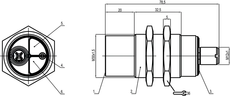 Produktfoto 1 von Leuze Electronic LCS-1M30P-N25NNO-M12, Sensor kapazitiv