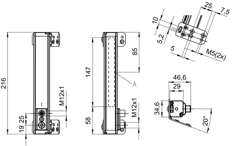 Produktfoto 1 von Leuze Electronic OGS 600-140/CN-M12, Optischer Spurführungssensor