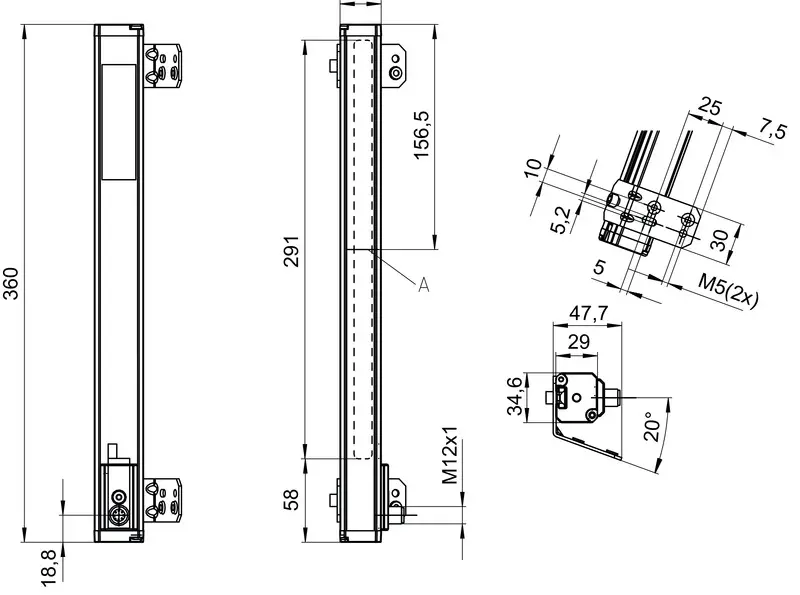 Produktfoto 1 von Leuze Electronic OGS 600-140/D3-M12.8, Optischer Spurführungssensor
