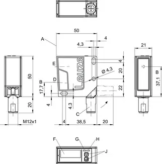 Produktfoto 1 von Leuze Electronic ODS9L2.8/LKA.02-450-M12, Optischer Abstandssensor