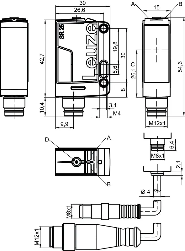 Produktfoto 1 von Leuze Electronic PRK25C.T3/4P, Reflex-Lichtschranke polarisiert