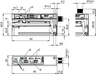 Produktfoto 1 von Leuze Electronic GSX14E/LWT.3-M12V, Ultraschall Gabelsensor