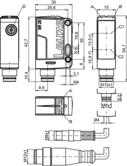 Produktfoto 1 von Leuze Electronic DRT25C.3/LT-M12, Dynamischer Referenz Taster