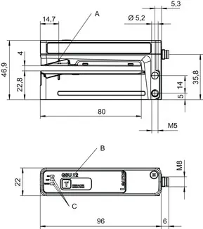 Produktfoto 1 von Leuze Electronic GSU12/6G.3-M8, Ultraschall Gabelsensor